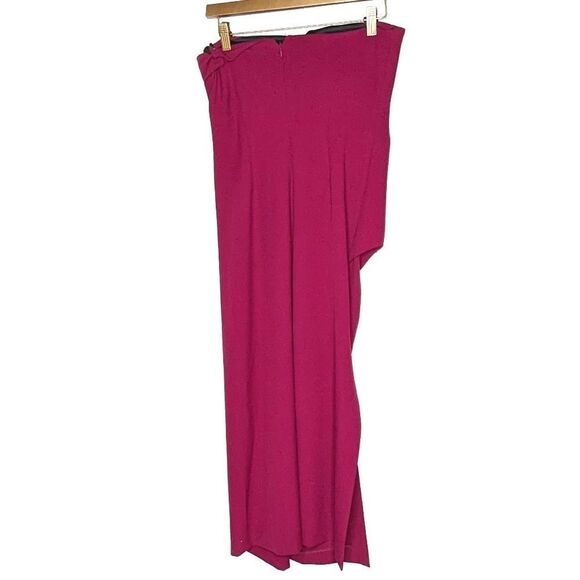 ZARA Strapless Draped Purple Plum Cocktail Bridal Side Slit Midi Dress - Picture 3 of 9